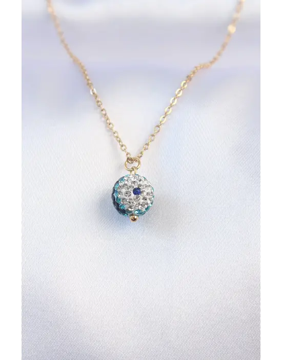  Zincir Altın  Nazar Boncuk Model Çelik Kolye