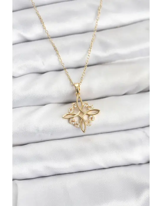 316L Çelik Zincir Gold Renk Sonsuzluk Model Zirkon Taşlı Kadın Kolye