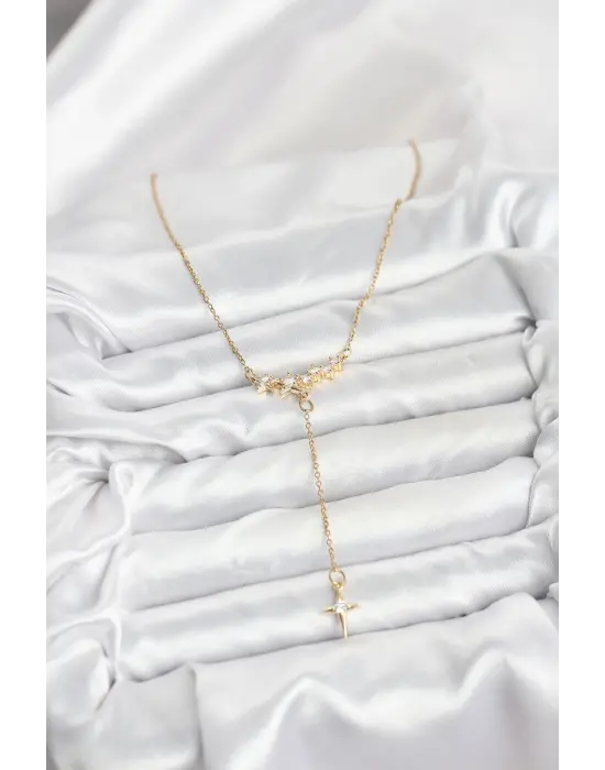 316L Çelik Zincir Gold Renk Yıldız Model Y Kadın Kolye