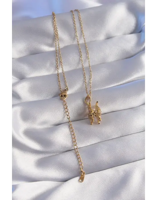  Zincir Altın  Zirkon Taşlı 2li Görünüm Kar Tanesi Çelik Kolye