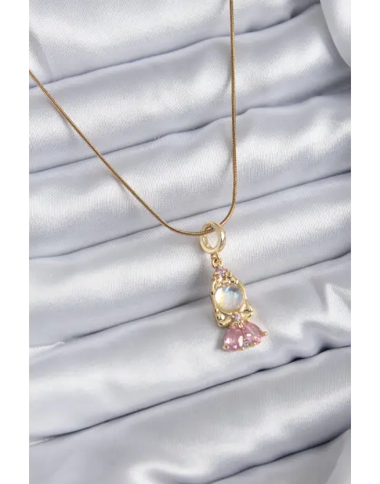  Zincir Altın  Zirkon Taşlı Bebek Model  Çelik Kolye