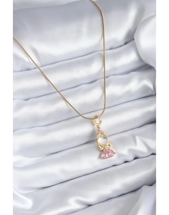  Zincir Altın  Zirkon Taşlı Bebek Model  Çelik Kolye