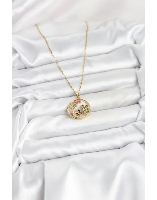 316L Çelik Zincir Gold Renk Zirkon Taşlı Kelebekli Kadın Kolye