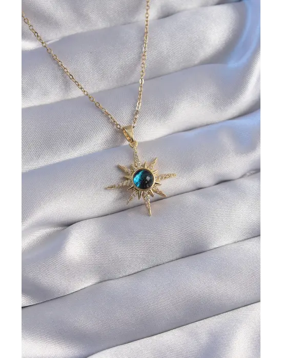  Zincir Altın  Zirkon Taşlı Kutup Yıldızı Figürlü Gezegen Çelik Kolye