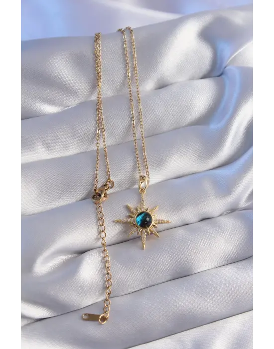  Zincir Altın  Zirkon Taşlı Kutup Yıldızı Figürlü Gezegen Çelik Kolye