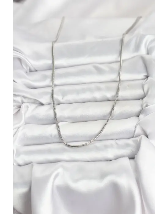 316L Çelik Zincir Gümüş Renk 60 cm Yılan Zincir Kadın Kolye