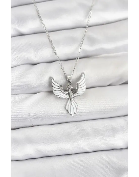 316L Çelik Zincir Gümüş Renk Anka Kuşu Model Kadın Kolye
