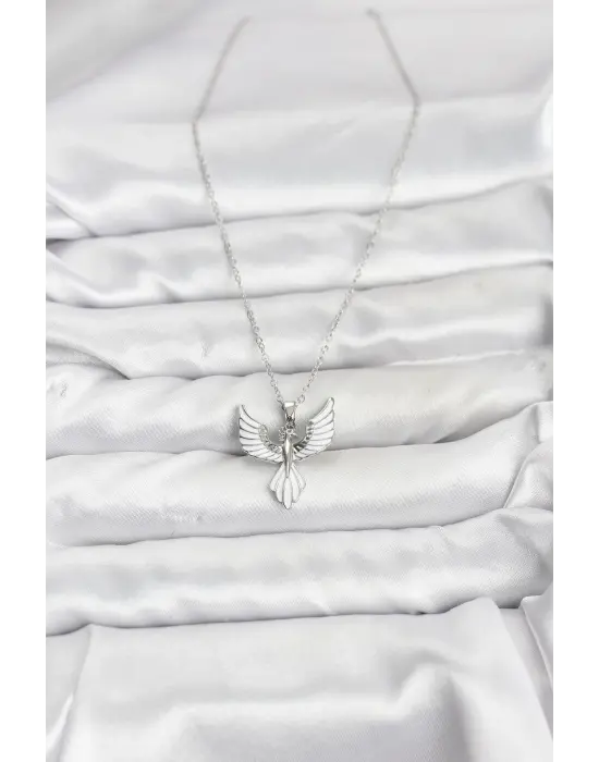 316L Çelik Zincir Gümüş Renk Anka Kuşu Model Kadın Kolye