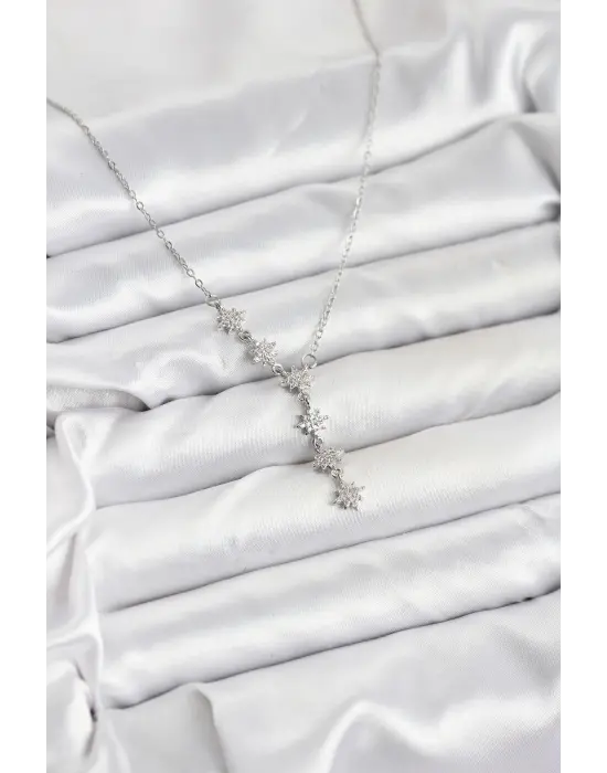 316L Çelik Zincir Gümüş Renk Kutup Yıldızı Model Kadın Kolye