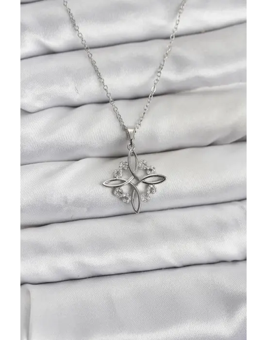 316L Çelik Zincir Gümüş Renk Sonsuzluk Model Zirkon Taşlı Kadın Kolye