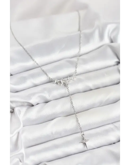 316L Çelik Zincir Gümüş Renk Yıldız Model Y Kadın Kolye
