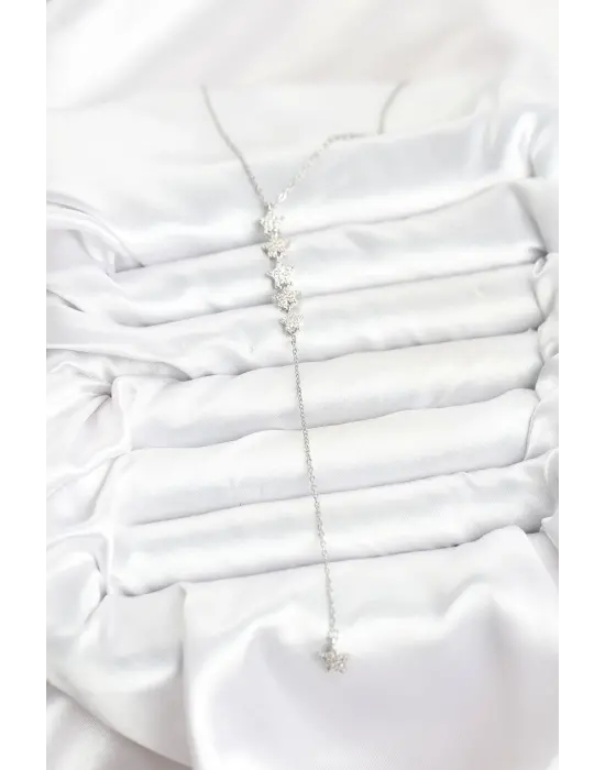 316L Çelik Zincir Gümüş Renk Yıldız Model Y Kolye