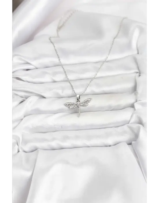 316L Çelik Zincir Gümüş Renk Yusufçuk Model Kadın Kolye