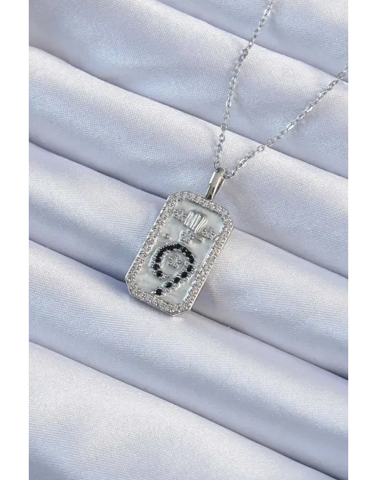  Zincir Gümüş  Zirkon Taşlı Minimal Papatya Figürlü Tarot Çelik Kolye