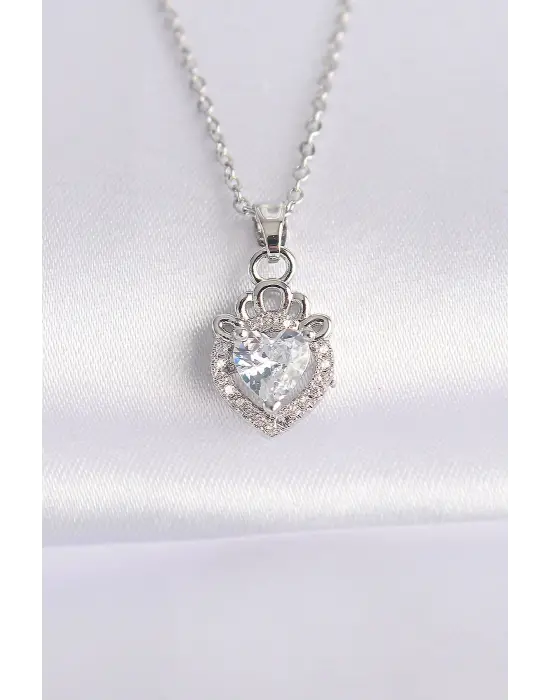  Zincir Gümüş  Zirkon Taşlı Rapunzel Çelik Kolye