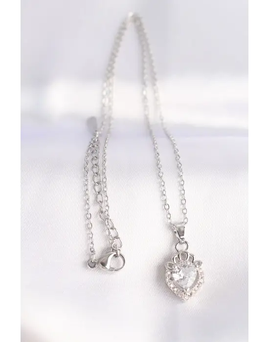  Zincir Gümüş  Zirkon Taşlı Rapunzel Çelik Kolye