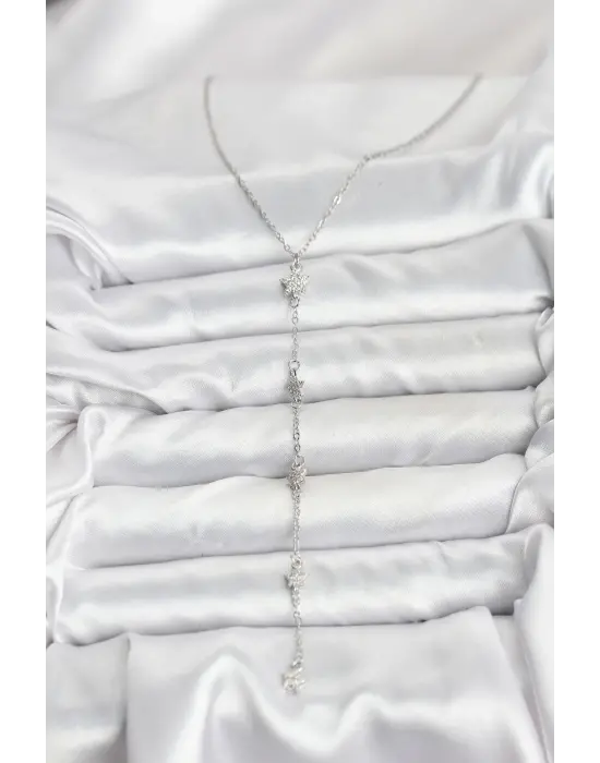 316L Çelik Zincir Gümüş Renkli Yıldız Model Kadın Y Kolye