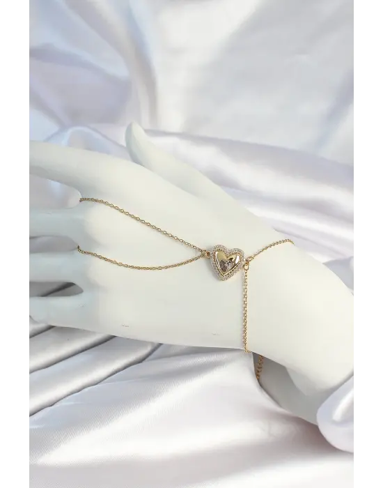 316L Çelik Zincirli Gold Renk Kalp Figürlü Şahmeran