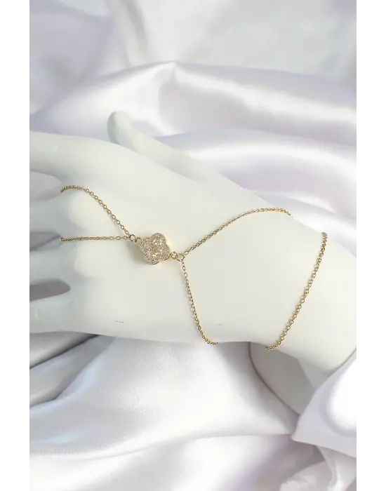 316L Çelik Zincirli Gold Renk Zirkon Taşlı Şahmeran