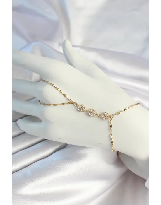 316L Çelik Zincirli Gold Renk Zirkon Taşlı Şahmeran