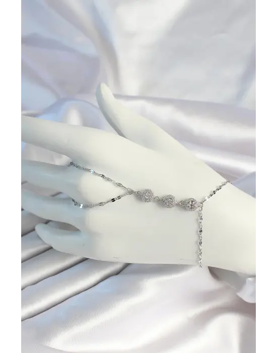 316L Çelik Zincirli Gümüş Renk Baget Zirkon Taşlı Şahmeran