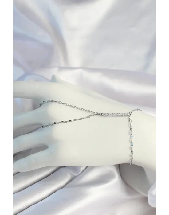 316L Çelik Zincirli Gümüş Renk Zirkon Taşlı Şahmeran