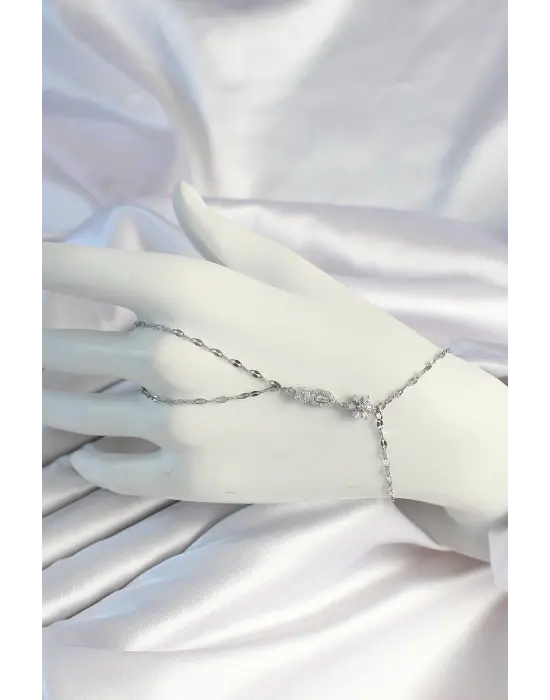 316L Çelik Zincirli Gümüş Renk Zirkon Taşlı Şahmeran