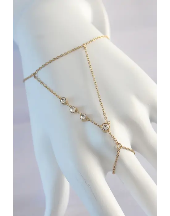 316L Çelik Zirkon Taşlı Gold Renk Su Yolu Tasarımlı Şahmeran