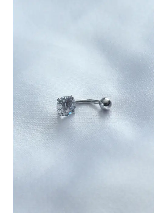 316L Cerrahi Çelik Zirkon Taşlı Göbek Piercing