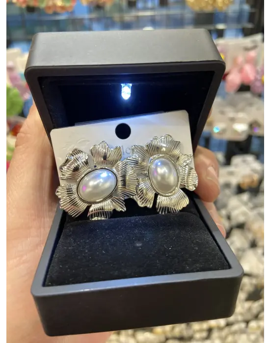 Yaprak & Çiçek Model Barok İncili Küpe