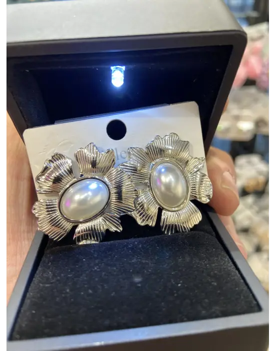 Yaprak & Çiçek Model Barok İncili Küpe