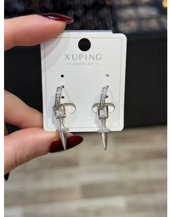 Xuping Çivi Model Çelik Küpe Gümüş