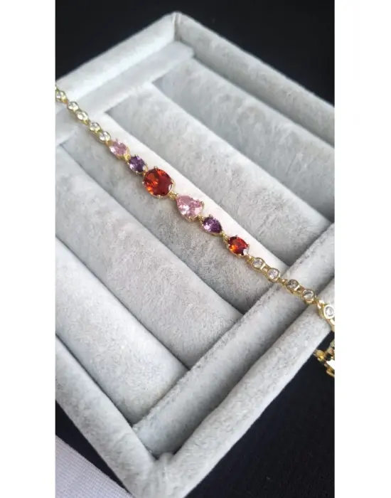 14K Vip Model Rose Renk Taşlı Bileklik