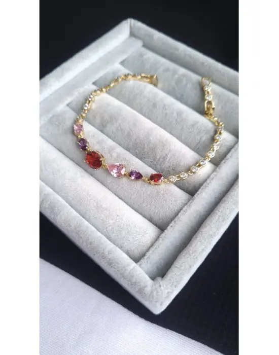 14K Vip Model Rose Renk Taşlı Bileklik