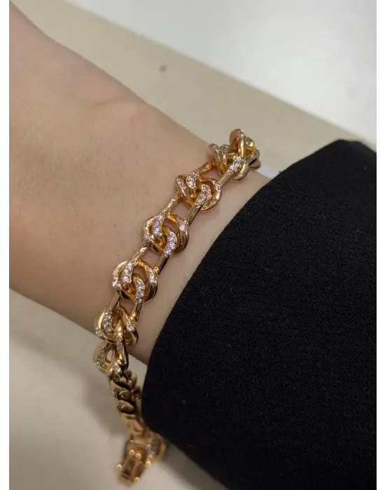 Samanyolu Model Zincirli Ara Ara Minik Taşlı Rose Bileklik