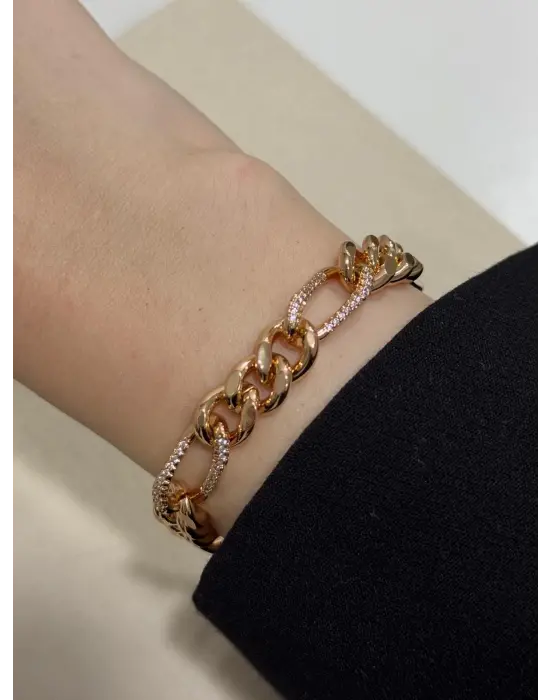 18K Xuping Zincir Model Rose Renk Bileklik