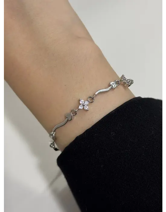 Yoncalı Kalpli Y2K Bileklik