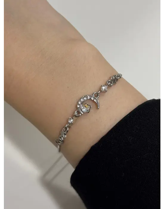 Yarım Ay Y2K Çelik Bileklik