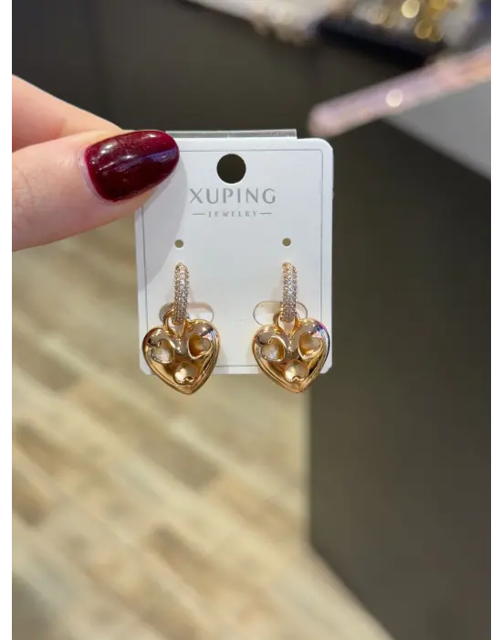 Kalpli Xuping Çelik Rose Küpe