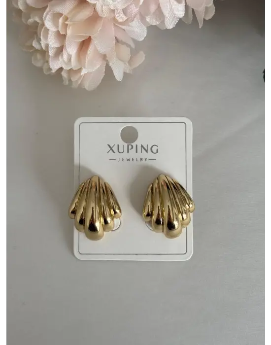 Gold Tırtık Desenli Sarmal Küpe Xuping Çelik