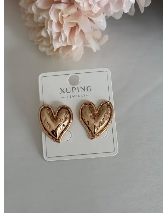 Kalpli Plaka Model Rose Çelik Küpe