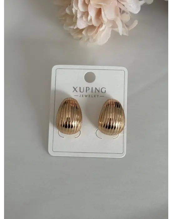 Damla Model Rose Sarı Çelik Xuping Küpe Tırtıklı