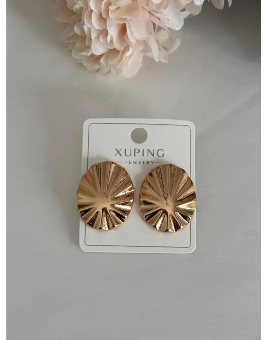 Plaka Model Düz Büyük Altın Küpe