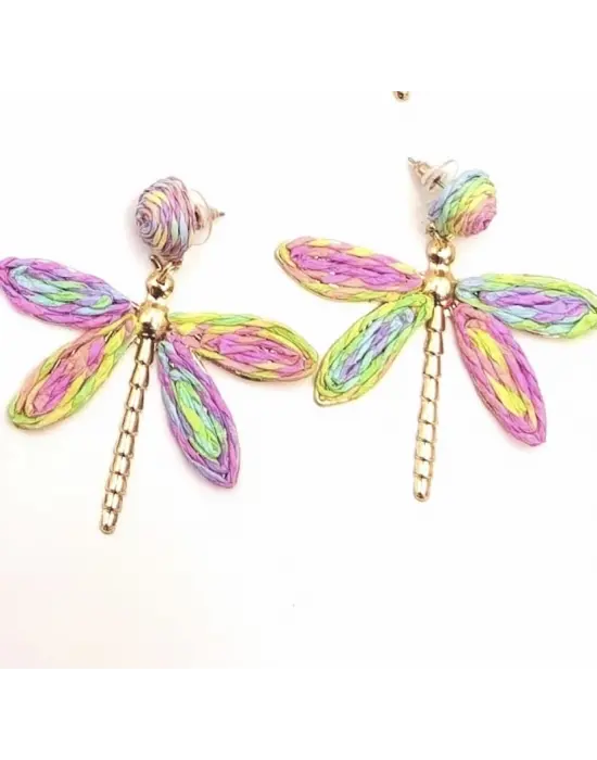 Rengarenk Gökkuşağı Yusufcuk Hasır Küpe