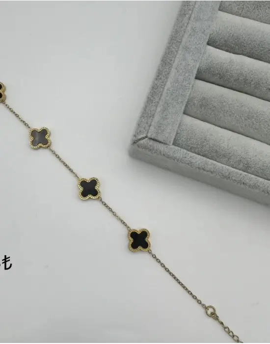 Siyah Van Cleef Yonca Bileklik