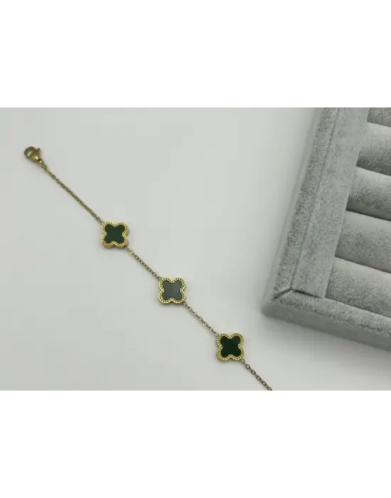 Siyah Van Cleef Yonca Bileklik