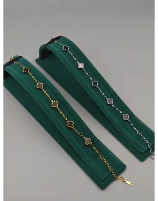 Siyah Van Cleef Yonca Bileklik