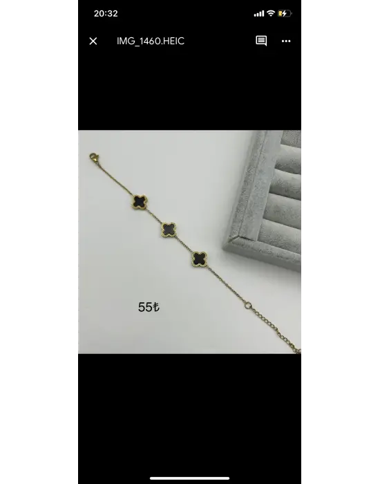 Siyah Van Cleef Yonca Bileklik