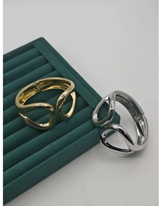 Kalın Kelepçe Bilezik Zara Model Gold ve Gümüş