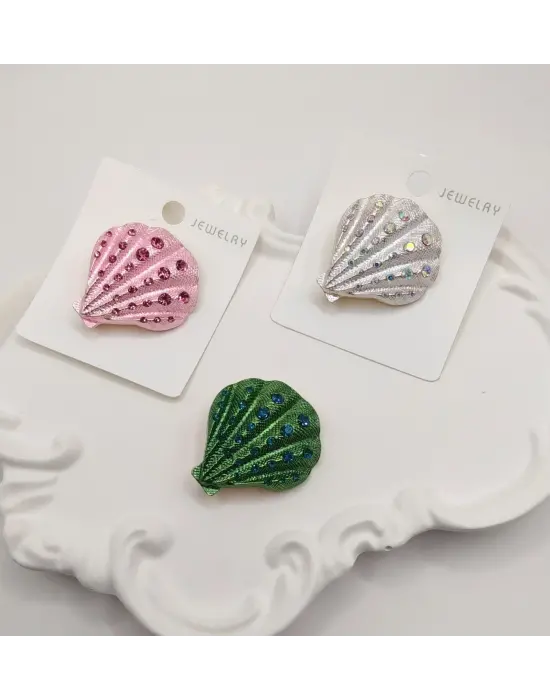 İstiridye Şekilli Kadın Yaka İğnesi Broşu